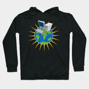 PC Computer on Top of Globe Retro Hoodie